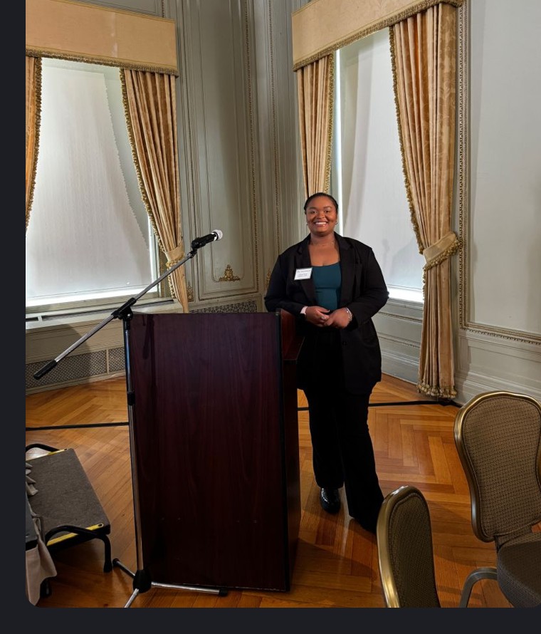 Alayna speaking at the NY Society of Cosmetic Chemists symposium on Melanated Skin